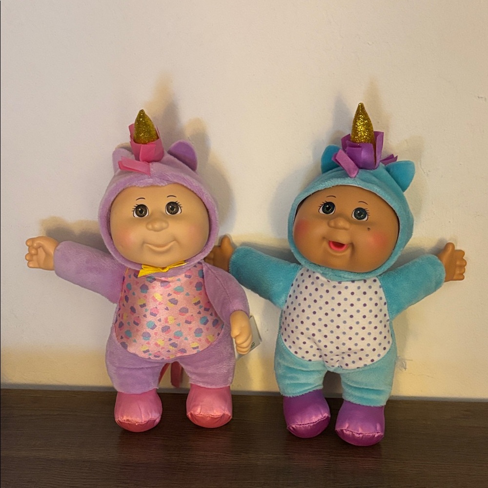 Unicorn Baby Doll Plush Pair - Pink and Blue